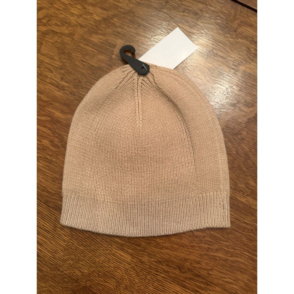 NWT O/S Camel Knit Beanie Hat | Soft Neutral Winter Cap - Picture 4 of 4